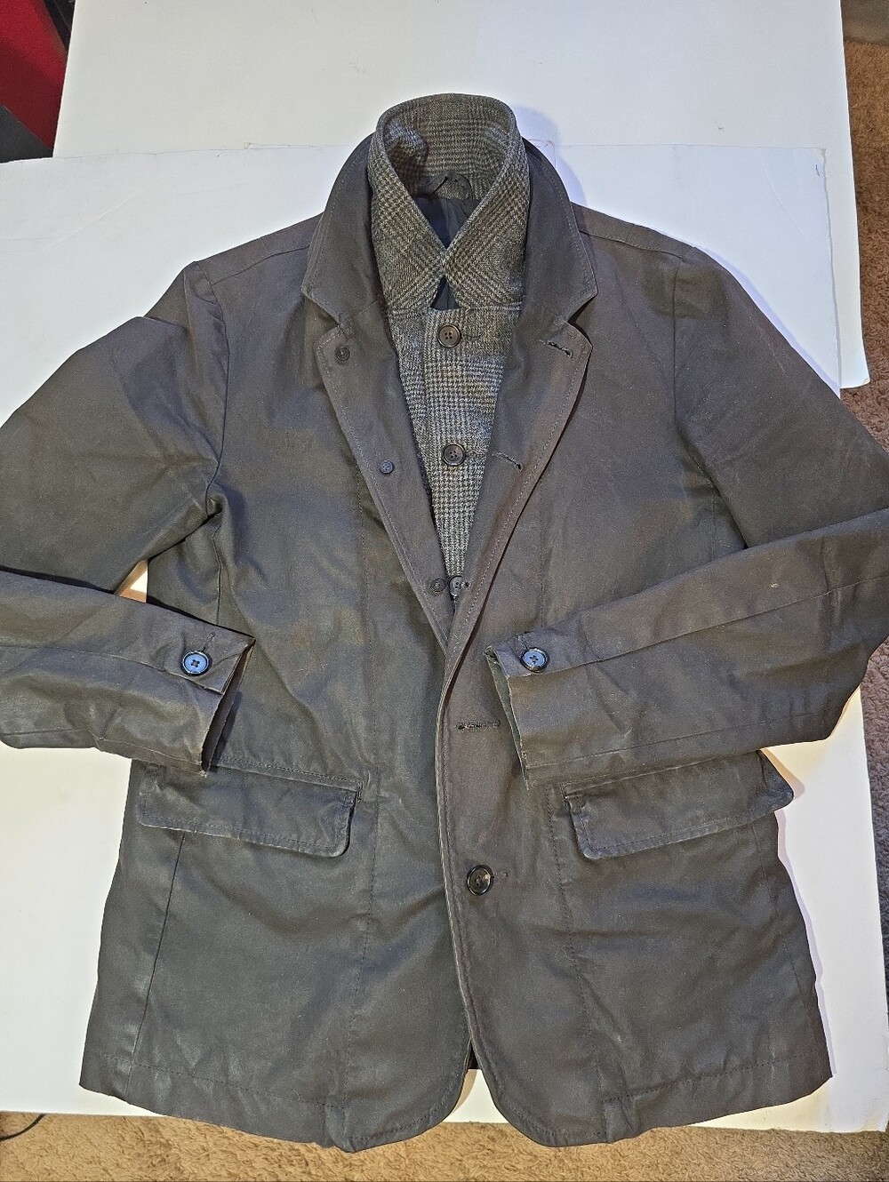 All Saints Mens Survey Double Layered Casual Blazer Jacket Black Size XS